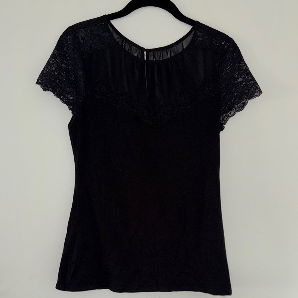 Express black shirt with lace detail